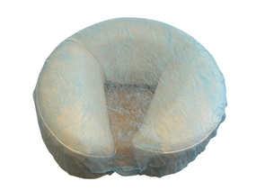 Disposable Bouffant Face Cradle Cover 100 Pack / Blue Only & you need to create the hole